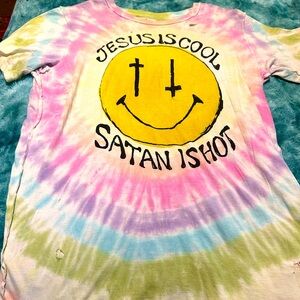 UNIF T-shirt in large ‘jesus is cool Satan is hot’